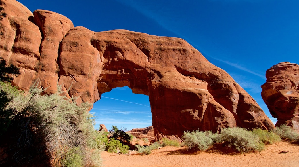 Vườn Quốc gia Arches trong đó bao gồm cảnh sa mạc, cảnh thanh bình và hẻm núi