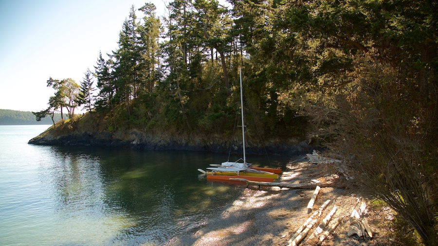 Deception State Park showing forest scenes, a bay or harbour and sailing
