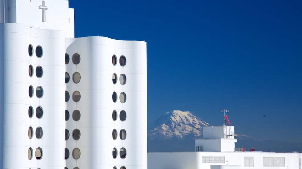 Tacoma mostrando montañas y arquitectura moderna