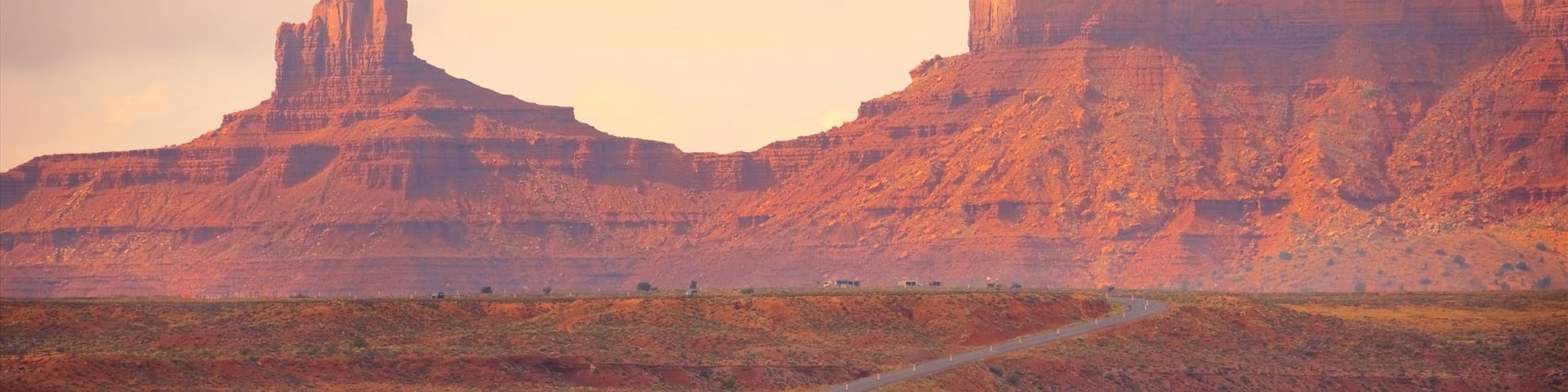 Monument Valley which includes a gorge or canyon, landscape views and tranquil scenes