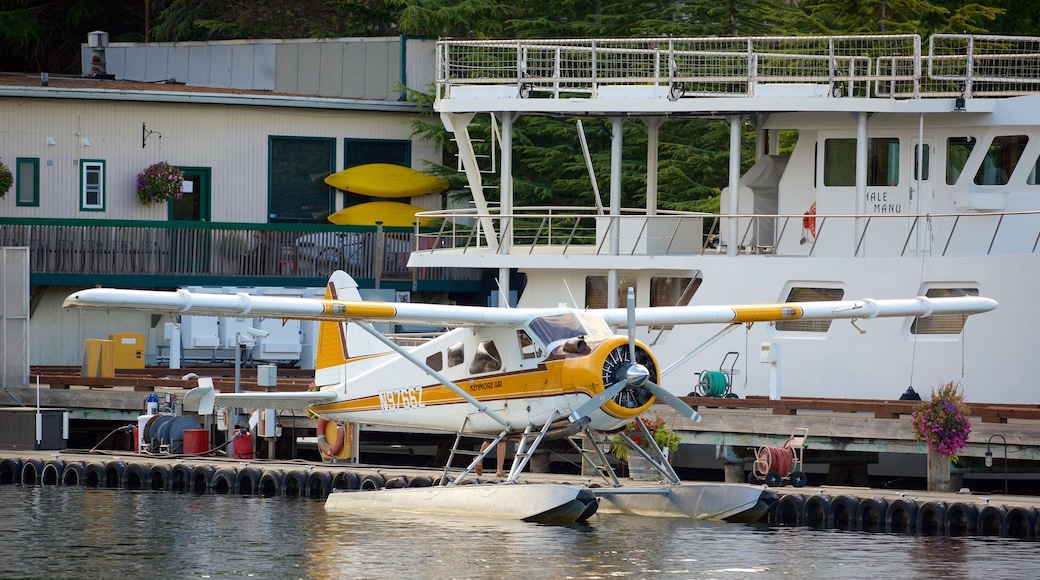 South Lake Union showing aircraft and a bay or harbour