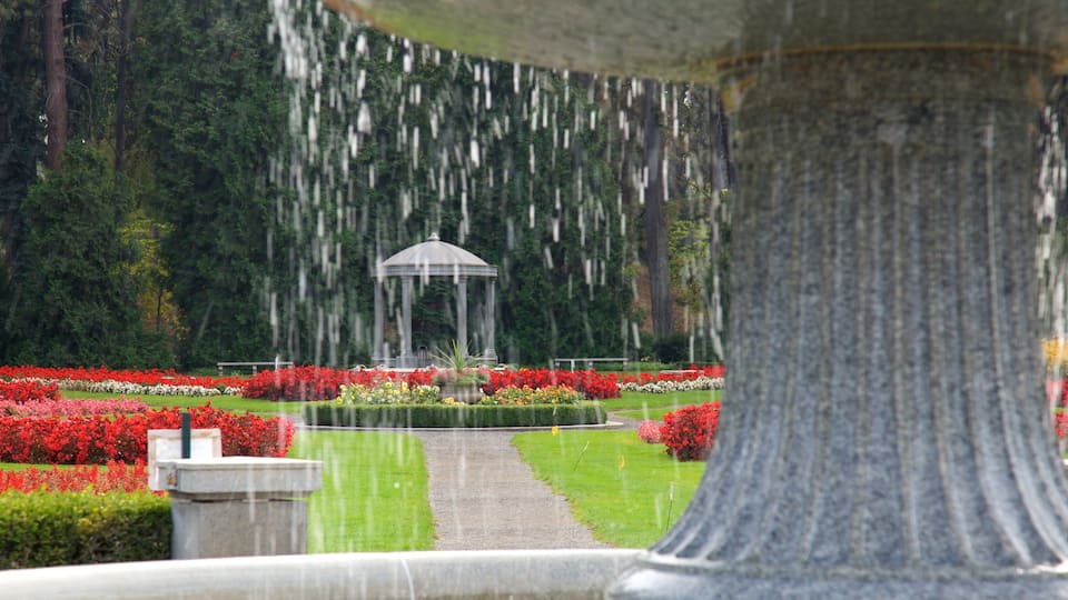 Manito Park which includes a fountain and a garden