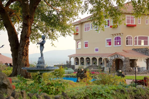 Arbor Crest Wine Cellars montrant jardin et statue ou sculpture