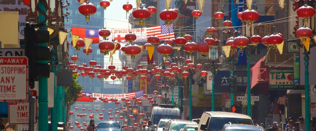 Chinatown which includes street scenes
