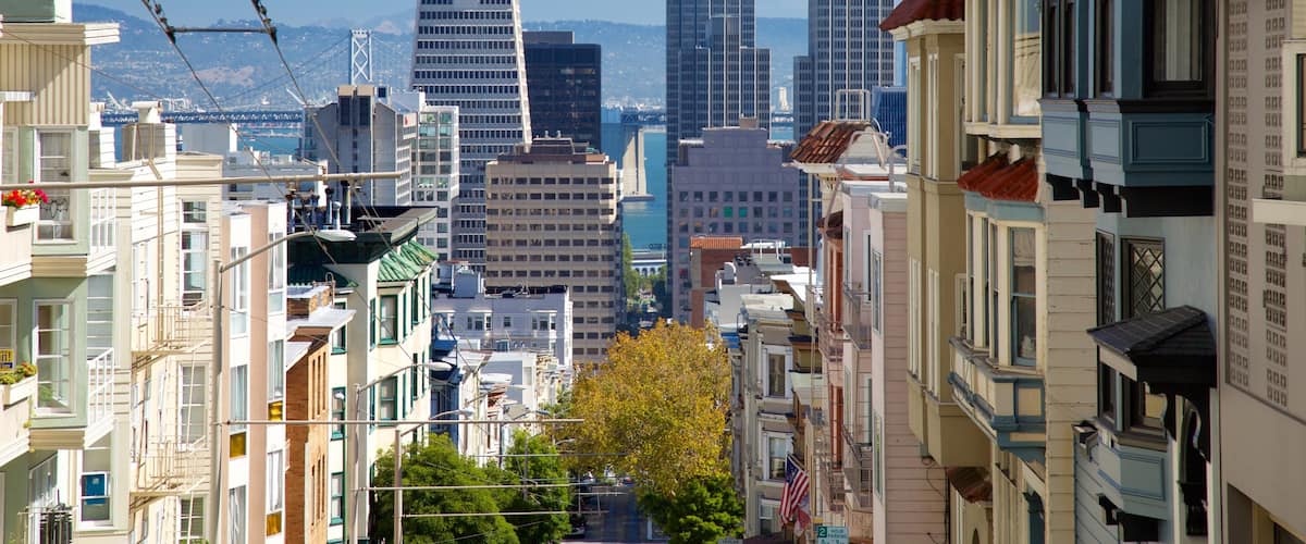 Nob Hill showing a city and street scenes