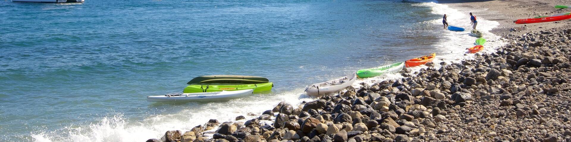Channel Islands National Park showing kayaking or canoeing, rocky coastline and general coastal views