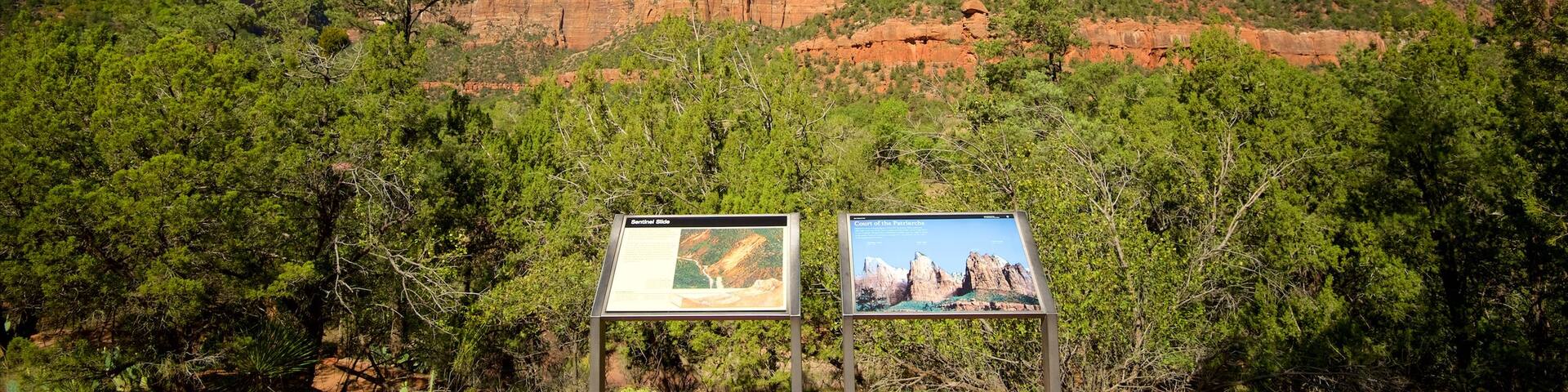Court of the Patriarchs Viewpoint showing landscape views, mountains and tranquil scenes