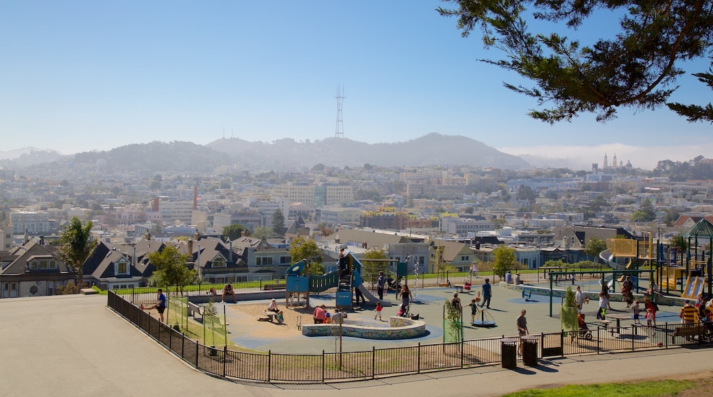 Pacific Heights showing landscape views, a playground and a city