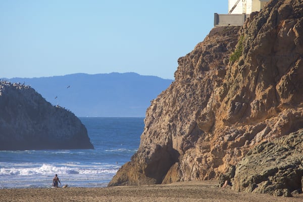 Ocean Beach montrant côte rocheuse, plage et panoramas
