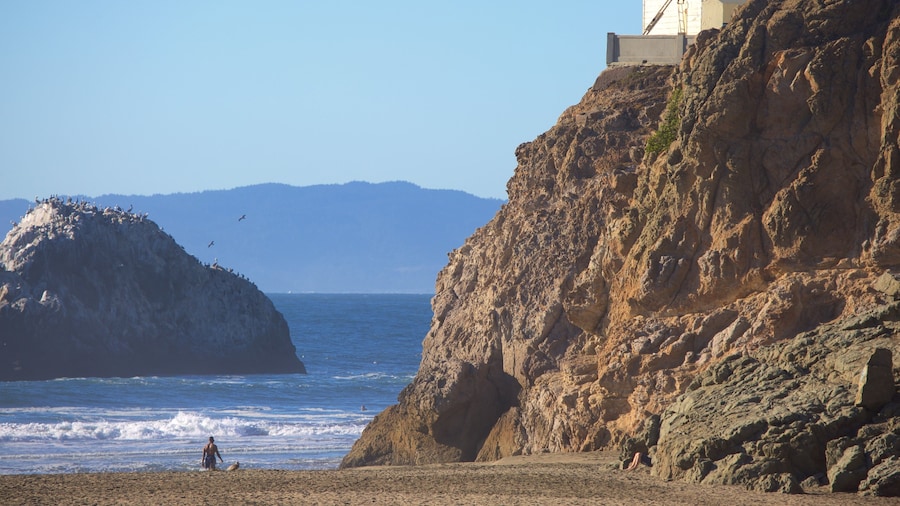 Ocean Beach which includes rugged coastline, landscape views and general coastal views