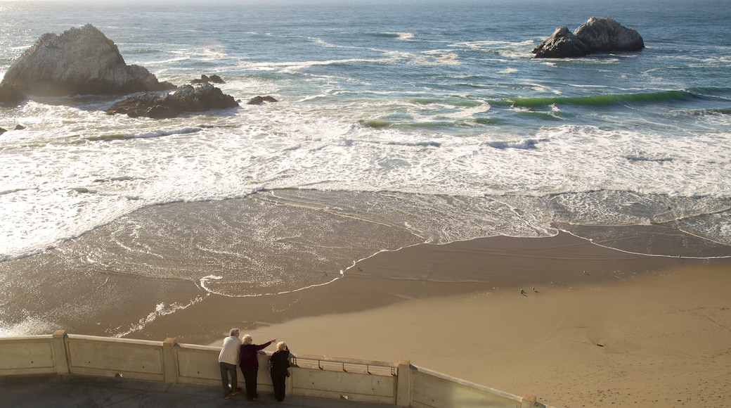 Ocean Beach showing a sandy beach, landscape views and views