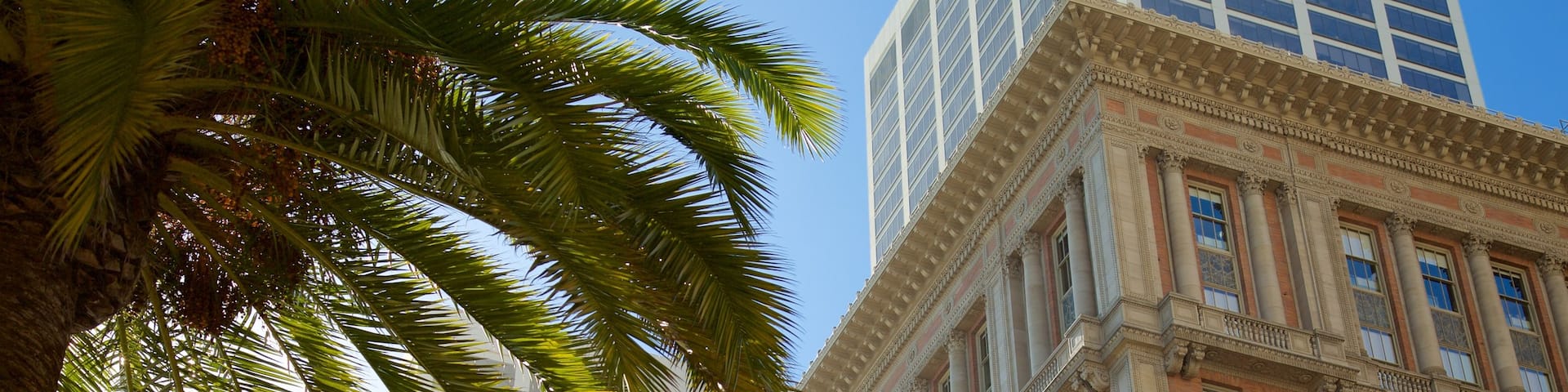 Embarcadero showing central business district and a city