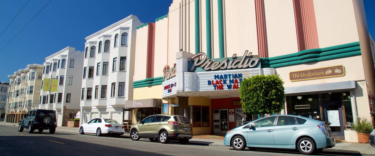 Cow Hollow showing signage and street scenes