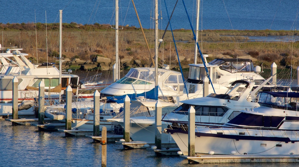 Parque Coyote Point que incluye una bahía o un puerto