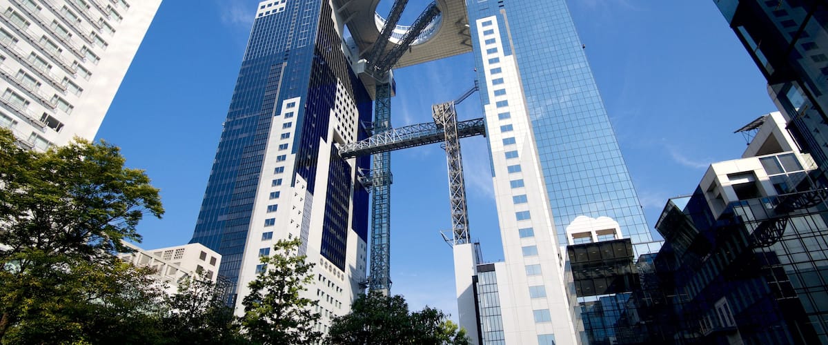 Osaka showing modern architecture and a city