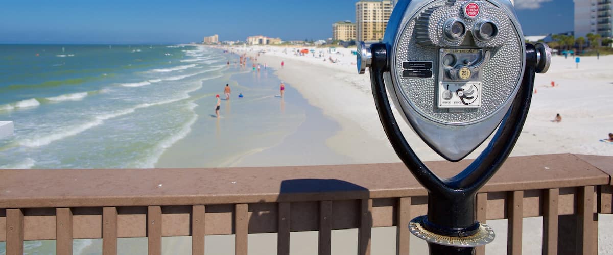 Clearwater Beach which includes a beach and a coastal town