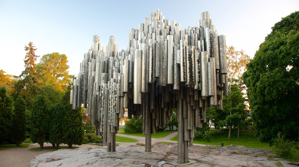 Helsinki showing a statue or sculpture and a garden
