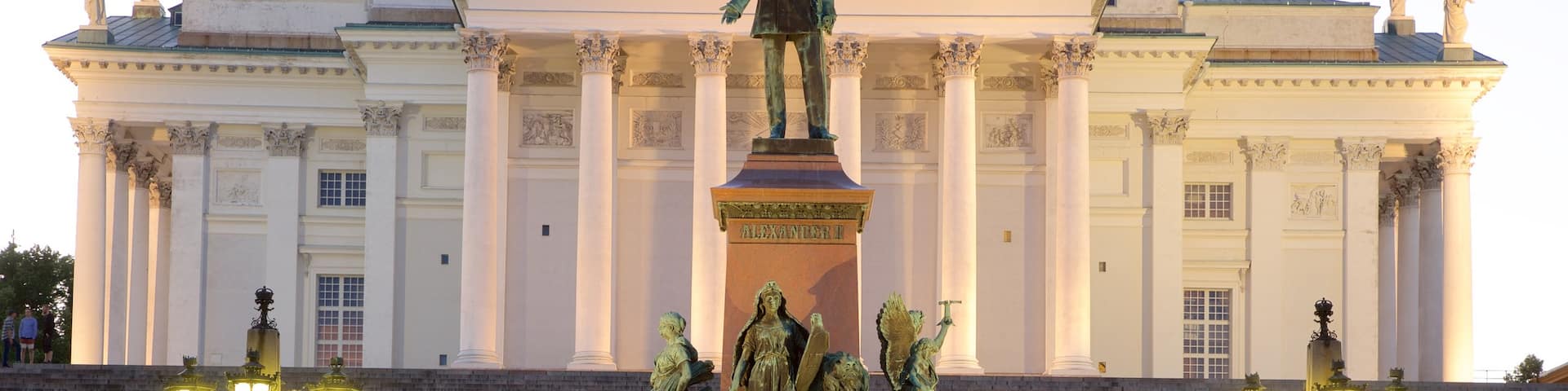 Senate Square showing night scenes, a church or cathedral and a square or plaza