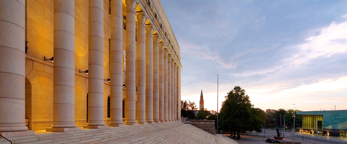 Parliament Building featuring an administrative building and a sunset