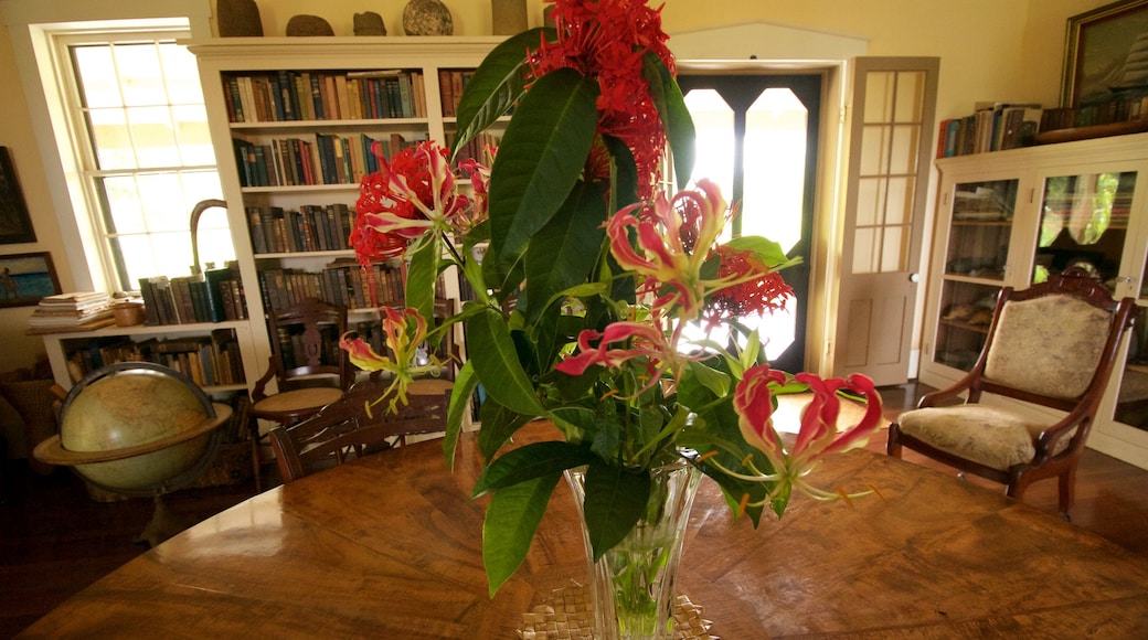 Grove Farm Homestead showing interior views and flowers