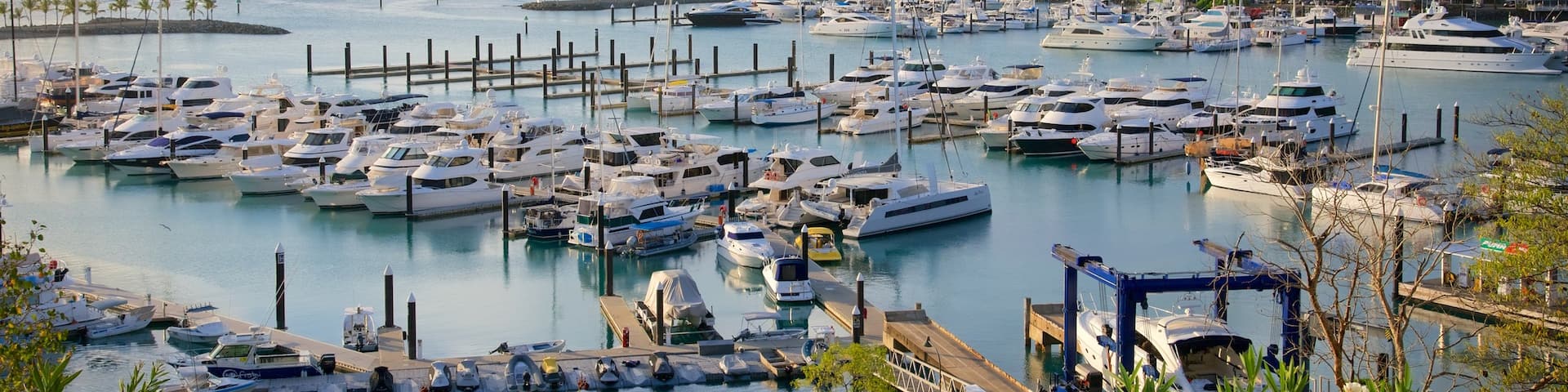 Hamilton Island Marina showing landscape views, a bay or harbor and boating