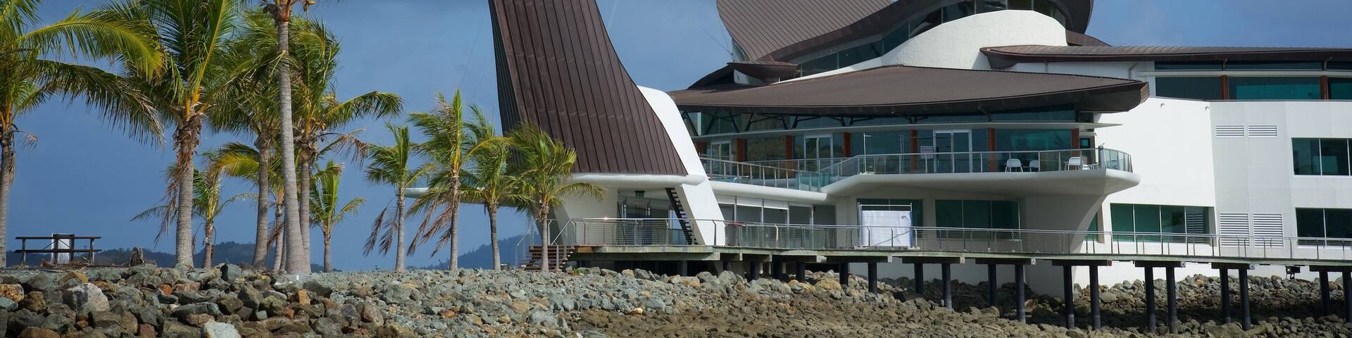 Hamilton Island Marina featuring modern architecture and general coastal views