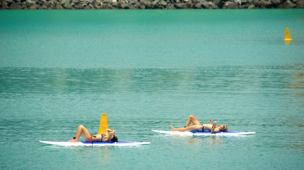 Airlie Beach mostrando vista della costa e sport acquatici cosi come coppia