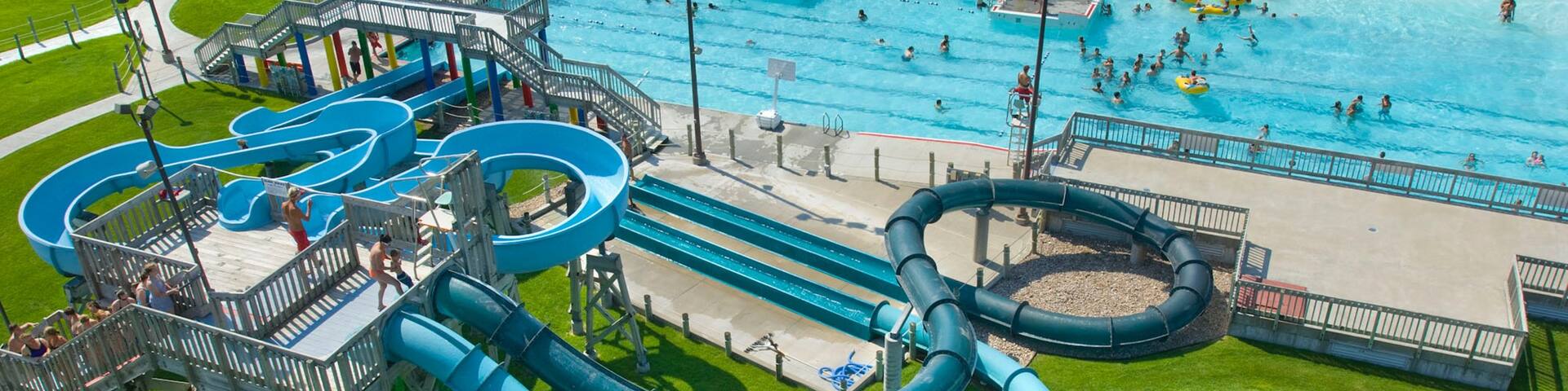 Island Oasis Water Park which includes a pool, a water park and swimming