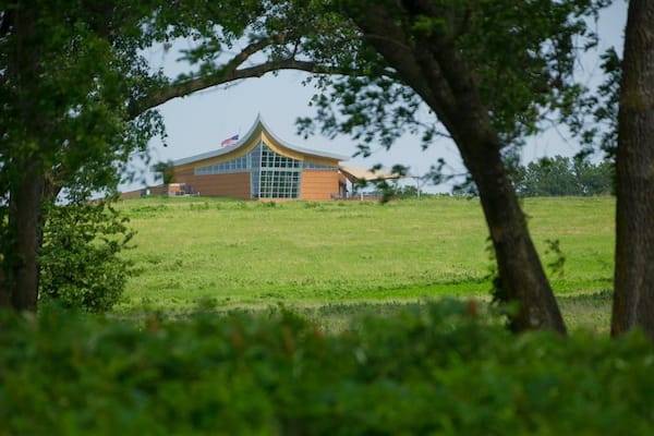 Southeast Nebraska showing modern architecture and a garden