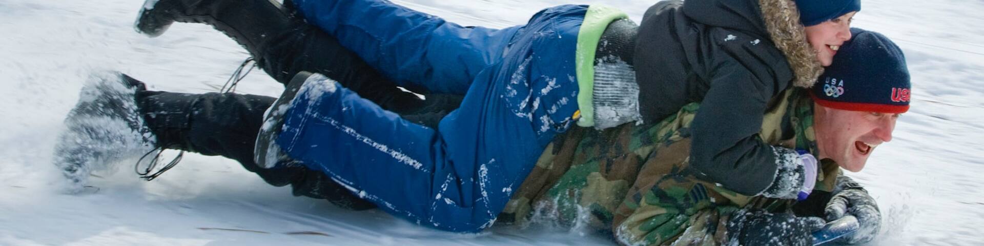 Lincoln showing snow as well as a family