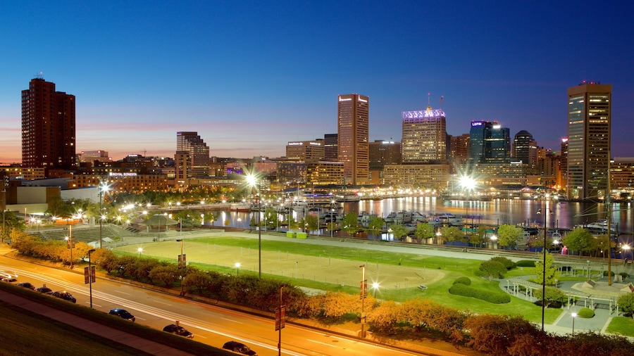 Baltimore featuring night scenes, a garden and skyline