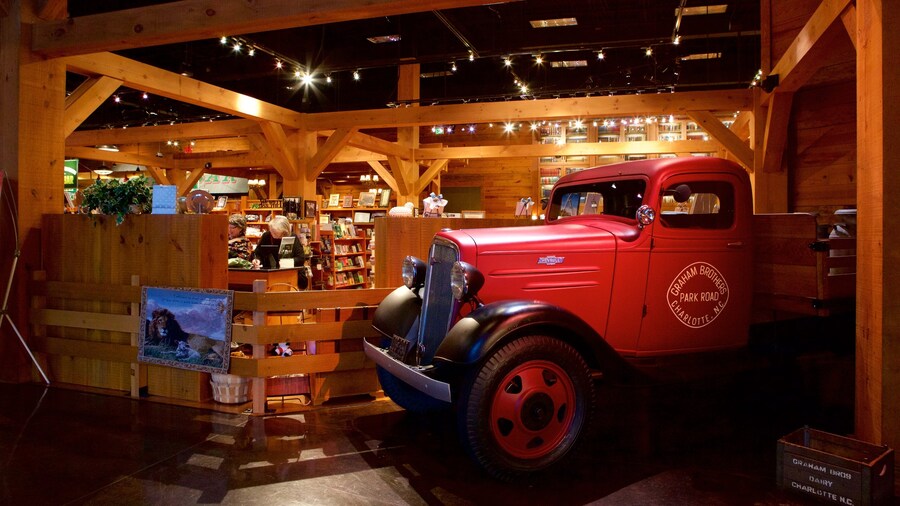 Interior view of Billy Graham Library featuring exhibits and restored family home in Charlotte, North Carolina.
