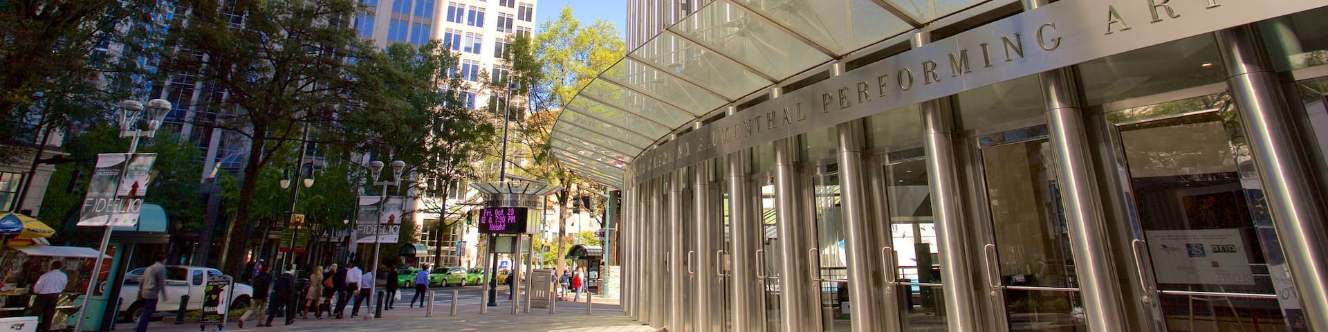 Blumenthal Performing Arts Center featuring theater scenes and a city