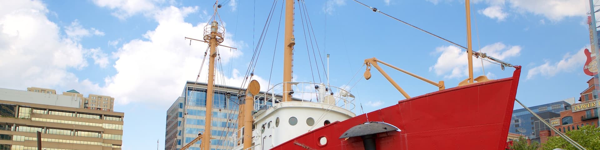 Lightship Chesapeake featuring a marina and a city