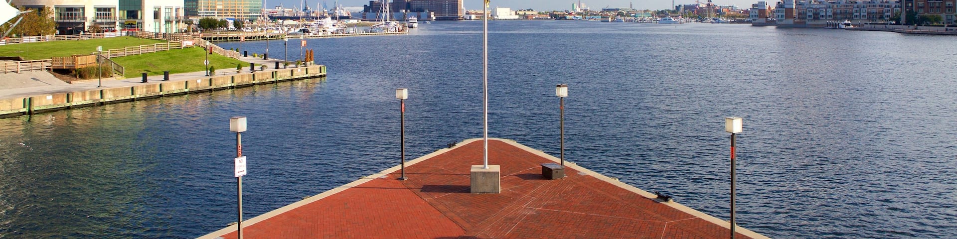 Seven Foot Knoll Light showing a marina