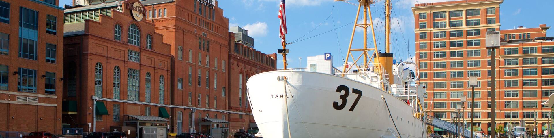 USCGC Taney which includes heritage architecture and a marina