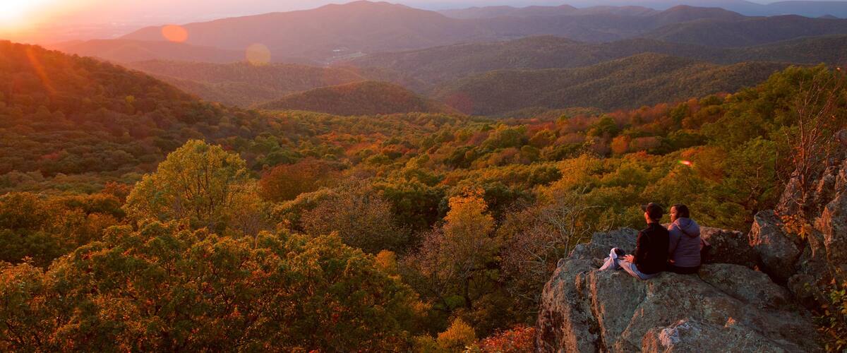 Shenandoah National Park featuring tranquil scenes, forest scenes and a sunset