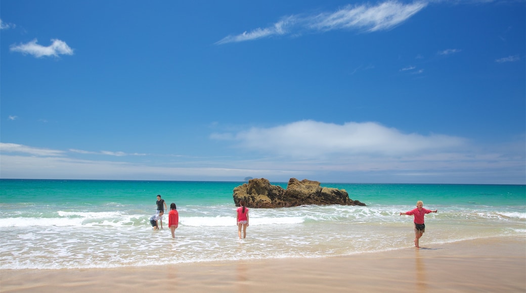 Hot Water Beach which includes a bay or harbor and a beach