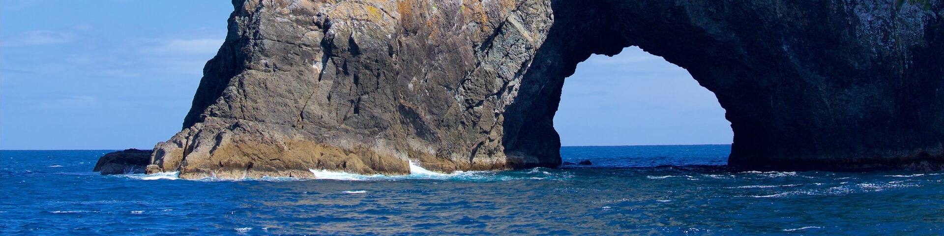 Russell which includes a bay or harbour and rugged coastline