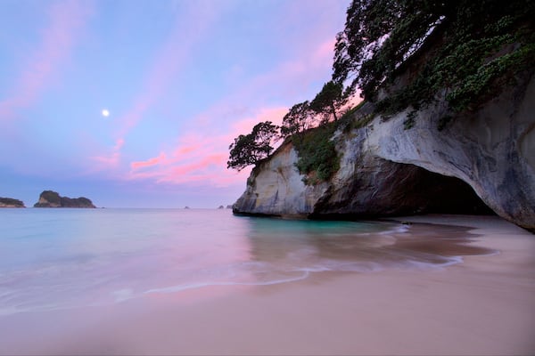 Shakespeare Lookout featuring a sandy beach, rocky coastline and mountains