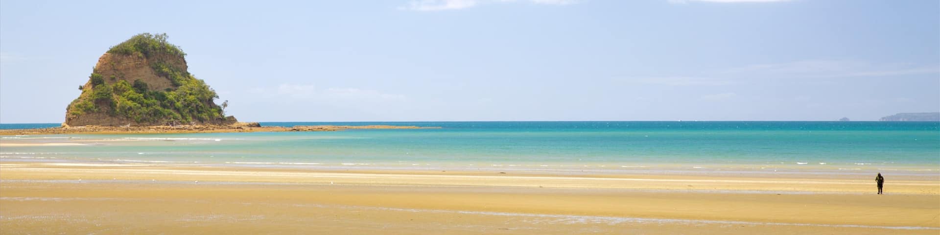 Waiwera showing a beach and a bay or harbor