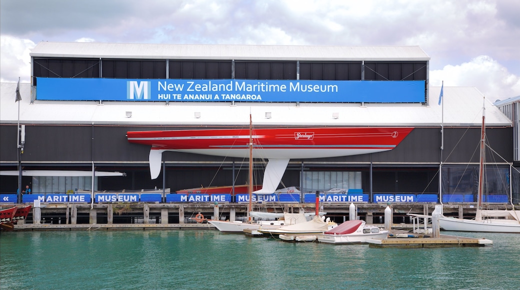 New Zealand National Maritime Museum featuring a marina