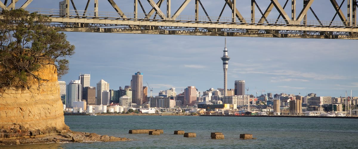 Harbour Bridge featuring a city, a bay or harbor and a bridge