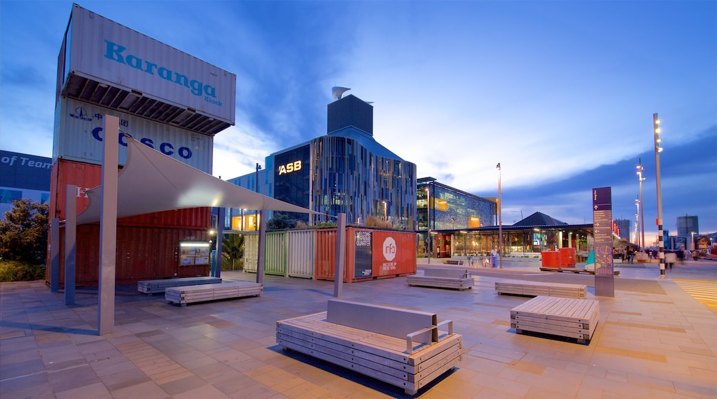 Auckland featuring modern architecture and night scenes