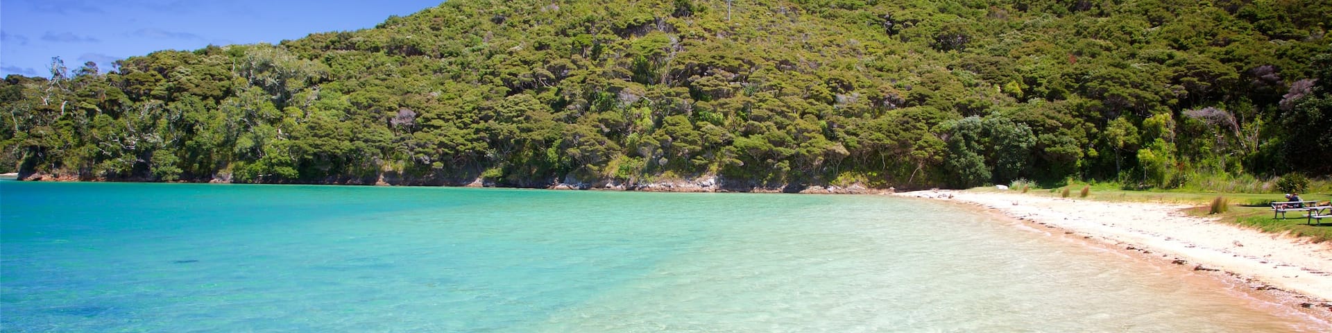 Russell showing a bay or harbor and a sandy beach