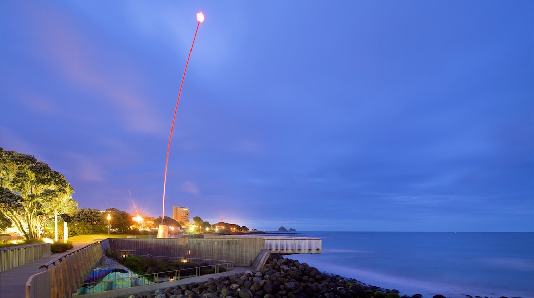 Wind Wand showing night scenes, a bay or harbour and rugged coastline