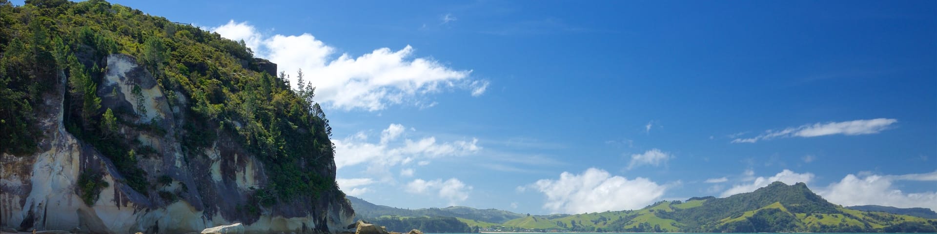 Lonely Bay Beach showing rocky coastline, a bay or harbor and a beach