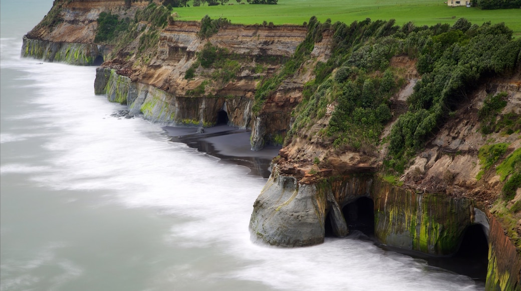 New Plymouth featuring rocky coastline and a bay or harbour