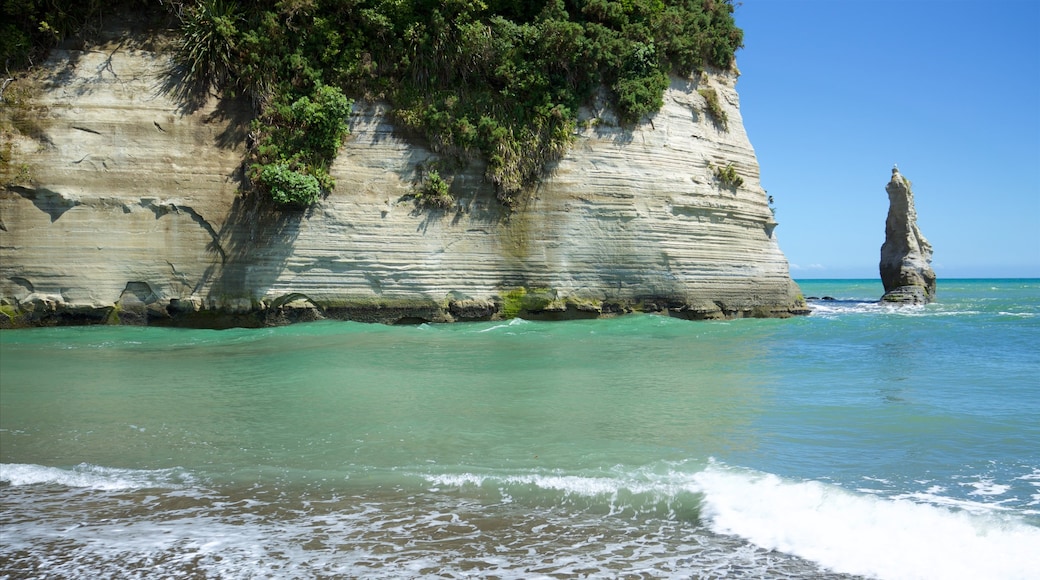 Urenui showing general coastal views and rocky coastline