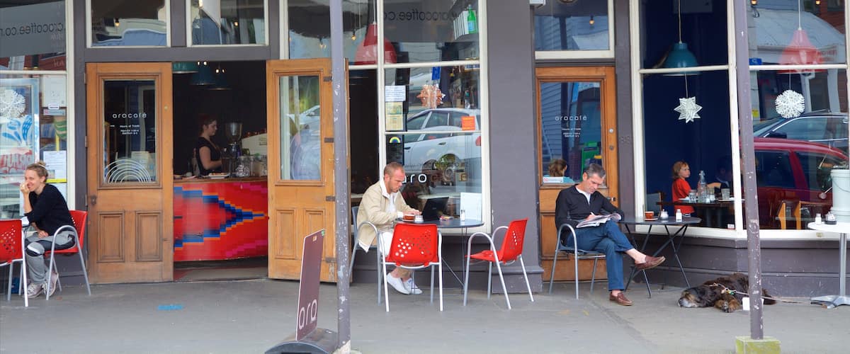 Wellington which includes street scenes, heritage architecture and café scenes